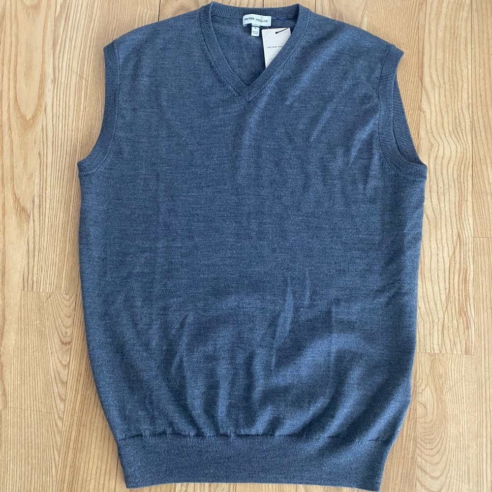 Peter Millar Autumn Crest V-Neck Sweater Vest Merino Wool Golf Work ME0S00